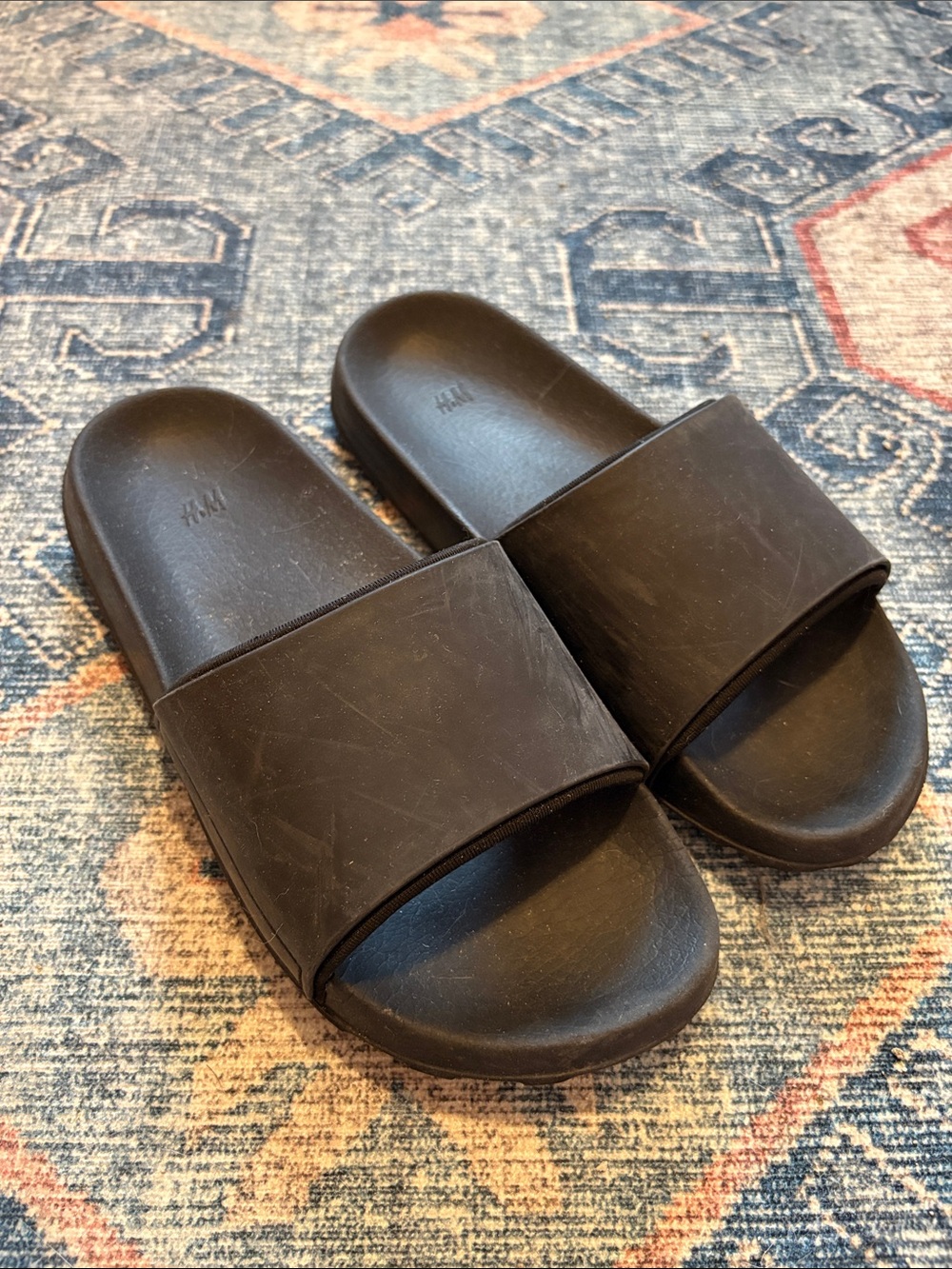 H&M Black Wide-Strap Slide Sandals Sz 5-6